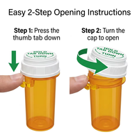 Flacons en plastique pour médicaments et pilules avec bouchons réversibles à languette de 10dr, 13dr, 16dr, 20dr, 30dr, 40dr, 60dr