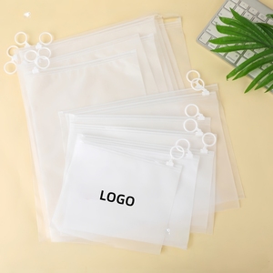 Sac en plastique EVA recyclé avec fermeture éclair et languette de traction, logo personnalisé, pour l'emballage de vêtements, chaussettes, articles vestimentaires, expédition, fermeture éclair givrée pour chaussures - Product Image 1