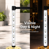 Barrera de Acero para Eventos con Iluminación LED RGBW, Batería Recargable, Ángulo de Haz de 360 Grados, para Entrada VIP con Alfombra Roja