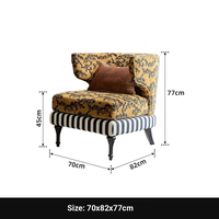 Fauteuil rétro français en bois massif pour les petits espaces, chambre à coucher, salon, chaise longue simple, chaise de loisirs de style vintage