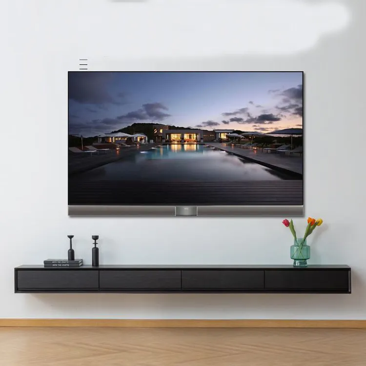 Mueble de TV de madera blanco para sala de estar de lujo estrecho europeo moderno, soportes de TV de madera de diseño simple de 200cm