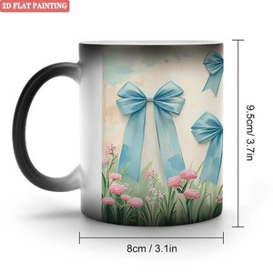 Tasse magique 11oz en céramique noire givrée, sensible à la chaleur, changeant de couleur, pour café, fournitures de fêtes d'Halloween - Product Image 2