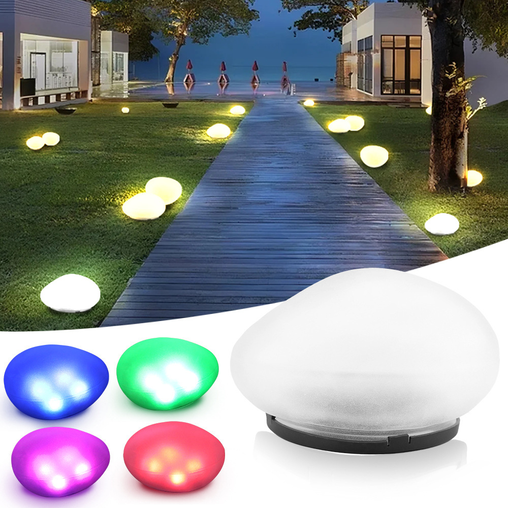 Solar Garden Light Plastic Stone Lamp Simulation Pebble Colorful Waterproof LED Garden Courtyard Landscape Light Decoration