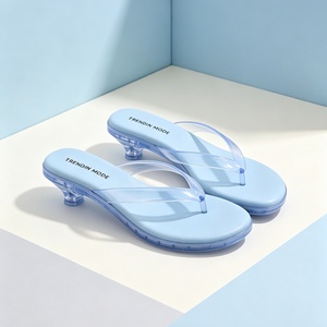 Sandali Jelly Trasparenti da Donna Blu con <span class=keywords><strong>Tacco</strong></span> a Gattino, Comodi per l'Estate, da Spiaggia, da Passeggio, Slip-on, alla Moda - Product Image 1