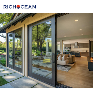 Puerta Corredera de <span class=keywords><strong>Aluminio</strong></span> para Terraza o Patio Exterior RICHOCEAN, Puertas de Vidrio Resistente a Impactos con Sistema Schuifdeur - Product Image 4