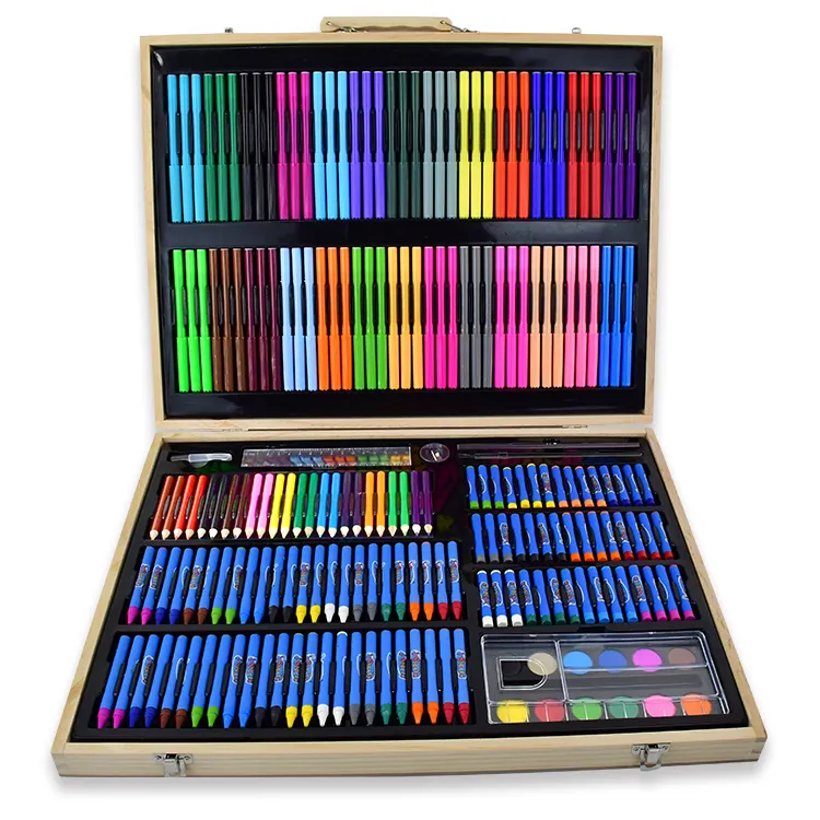 Istudio 213 पीसी शैक्षिक लकड़ी के मामले बच्चों रंग 200 पीसी चित्रकारी ड्राइंग किट कला बच्चों के लिए सेट