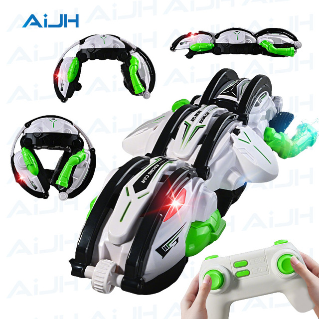 AiJH 2.4G Remote Control Stunt Car 360 Degree Rolling Snake Tumbling Auto Drift Deformation RC Car Toys
