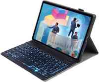 Casing Keyboard untuk Samsung Tab A7 Lite 8.7 inci (T220/T225), Lampu Latar RGB, Keyboard Nirkabel Bluetooth dengan Lampu Latar dan Casing