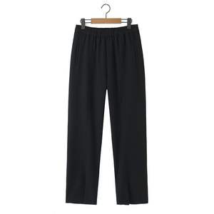 Pantalones anchos de talla grande para mujer N8607, de cintura alta, estilo coreano, color blanco roto y negro, informales, para adulto. - Product Image 5