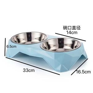 Stainless Steel Pet Bowl Double <b>Feeder</b> For <b>Cats</b> And Dogs Elevated Diamond Shape Food And Water Dish - Product Image 5