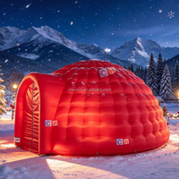 Dôme de Noël gonflable rouge, tente igloo pour événements de Noël, décoration de fête de Noël en plein air