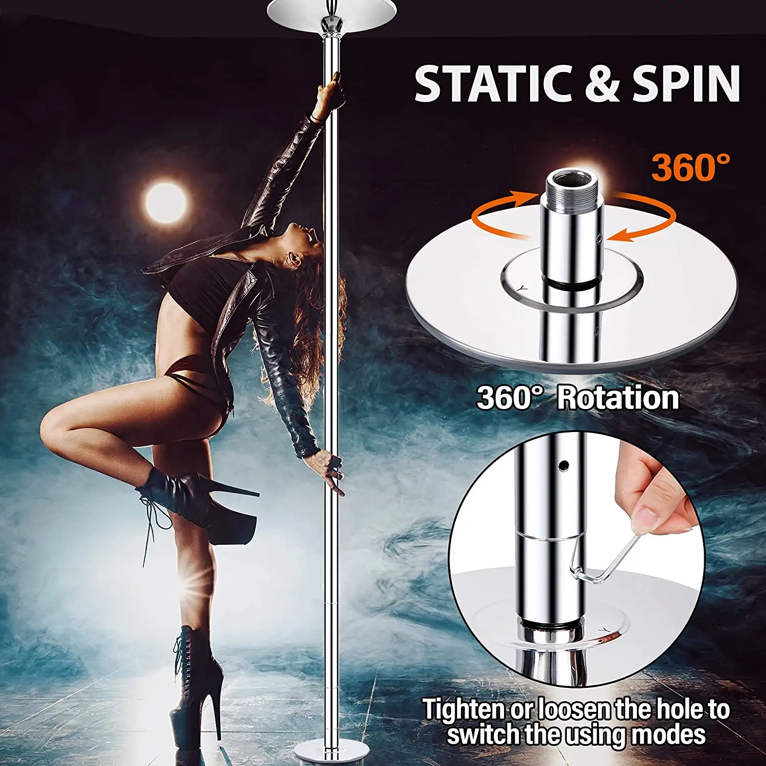 At Home Fitness Pole Dancing Tubes Chromed 45mm Stripper Dance Pole Professional Height Adjustable Spinning Pole Dance