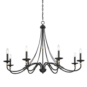 Factory Supply| Retro American Minimalism Interior Decoration Black 8 candles Led Chandeliers