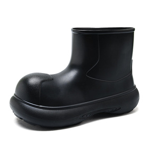 Bottes de pluie pour femmes en EVA, tube court, semelle épaisse, imperméables, antidérapantes, talon moyen, chaussures d'été tendance - Product Image 5
