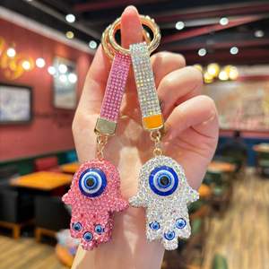 Porte-clés Bling Strass Main de Hamsa et Yeux Turcs Nazar, Amulette Bohème en Cristal pour Sac et <span class=keywords><strong>Voiture</strong></span>, Bijou Cadeau - Product Image 5