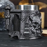 Nouvelle Chope à Bière Pirate avec Manche Hache de Combat Viking et Crâne, Tasse Viking Nordique, Chope à Bière Mythologie Nordique