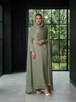 Ensemble 2 pièces sans plis avec hijab assorti, robe élégante et modeste longueur cheville, couleur unie, pour le quotidien et les fêtes, en polyester, Abaya de Dubaï