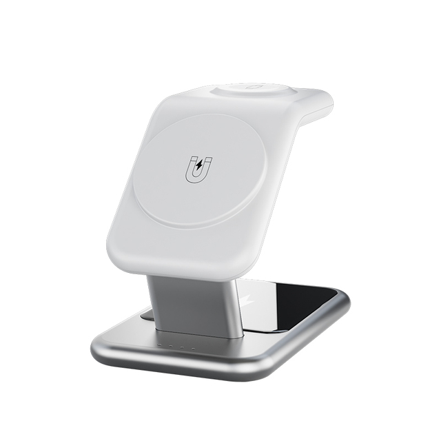 2025 Custom Logo Multifunctional Metal Foldable Universal Quick 3 in 1 Magnetic Wireless Charging Desk Table Holder