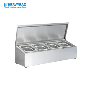 Heavybao Professional Kitchen Equipment Stainless Steel Holder Buffet GN Pan 1/6 Size Table Display With Cover