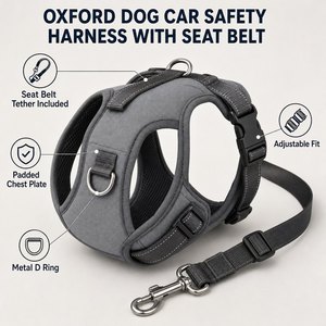 Harnais de sécurité pour chien Oxford avec ceinture de sécurité pour chiens de petite, moyenne et grande taille, accessoires pour animaux de compagnie confortables, réfléchissants, contrôle facile - Product Image 3