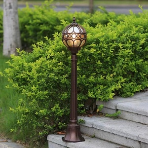 Aluminum Outdoor Lawn <b>Light</b> <b>LED</b> 2700K Warm White IP65 Water-Resistant Glass Shade Garden Lamp Post Solar Powered <b>Motion</b> <b>Sensor</b> - Product Image 5