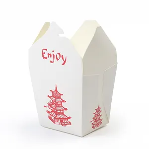 Noodle Boxes Afhaalmaaltijden Eco-Vriendelijke Voedselcontainer Emmers Witte Voedseldozen Met Handvat