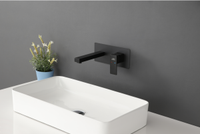 Offre Spéciale haute qualité mur dissimulé double poignée en laiton salle de bain bassin évier robinet ensemble brossé Surface céramique pour chambre