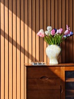 Revêtement mural en lattes de composite bois-plastique, design moderne, panneaux PVC pour murs, imperméables, résistants aux chocs
