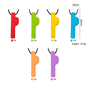 Collier à mâcher en silicone de qualité alimentaire sans BPA en forme de P avec chaîne en corde, jouet sensoriel pour bébé, pendentif pour enfants - Product Image 6