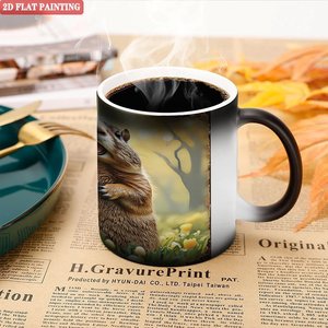 Mug de pique-nique pour l'extérieur, noir givré, 11 oz, en céramique, tasse magique sensible à la chaleur - Product Image 4