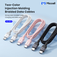 Câble Type-C Miccell PD 60W à charge rapide, câble de données tressé C vers C pour téléphone, vente en gros, avec transmission de données 480 Mbps