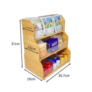Support de rangement en bois pour sachets de thé, 37cm x 30.7cm x 19cm, organisateur multicouche pour restaurant, café, lait, thé, collations - Product Image 1