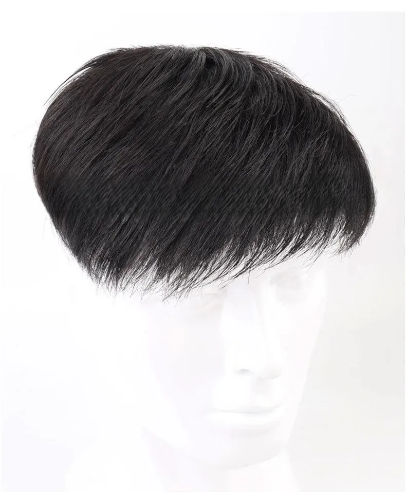 16*18 tự nhiên màu đen mỏng lụa cơ sở Breathable tóc mảnh cho hói đầu người đàn ông ngắn tóc con người tóc giả tóc
