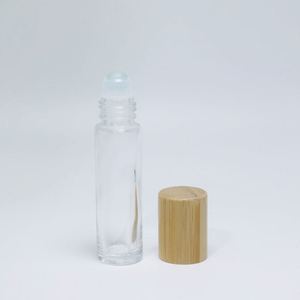 Frosted Glass Essence Oil <b>Bottle</b> <b>5ml</b> 10ml Round Bamboo Cap Roll-on Seal for Cream Water <b>Perfume</b> Serum Skin Care - Product Image 5