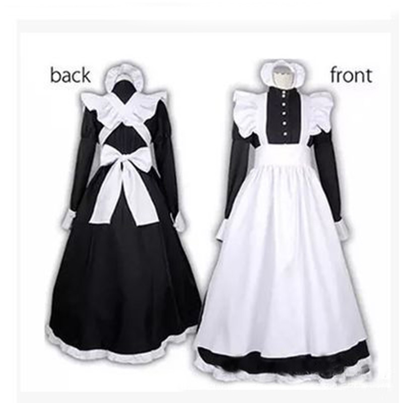 Halloween Castle Maid Costume - Black and White French Maid Outfit with  Long Skirt for Cosplay and Events