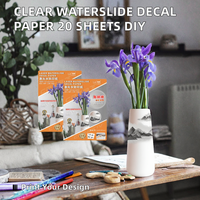 Papel Transparente para Calcomanías Acuáticas A.DSon, 20 Hojas, Personalizables, Transferencia por Agua, Imprimibles, para Cajas de Cosméticos, Digitales