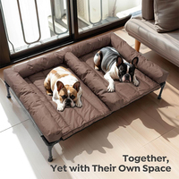 SUREWALHOME Lit surélevé pour chien avec traversin amovible, canapé-lit surélevé pour chien pour 2 chiens hors sol, lits doubles surélevés pour animaux de compagnie