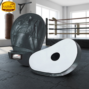 Saibro Boxing Focus Mitts Leather Training Gloves <b>Velcro</b> Closure Fold Back Fingers Adult Martial Arts Use - Product Image 4