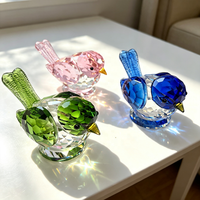 Ornement en verre soufflé artisanal de collection, figurines d'oiseaux en cristal gravé, 11x6cm, colibris, décoration de bureau à domicile