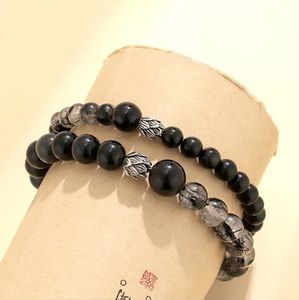 Модный трендовый браслет круглой формы с черными хрустальными бусинами для пар - подарок на День святого Валентина - Product Image 2