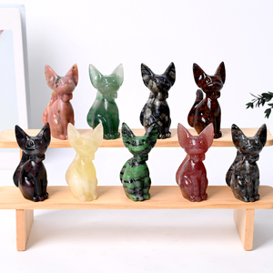 Vente en gros de sculptures d'animaux en cristal naturel, sculpture de chat en cristal sculptée à la main pour la décoration - Product Image 1