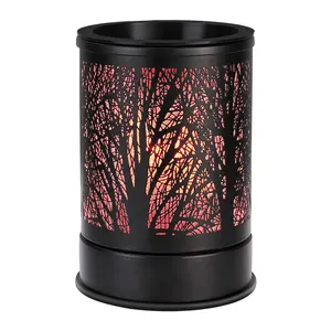 Electric Tart Warmers Wholesaler With 7 Colors LED Changing Light Classic Black Forest Design Scent Oil Candle Warmer