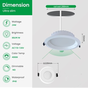 Siêu mỏng hiệu quả phát sáng cao trong nhà ánh sáng Downlight SMD lõm dẫn Downlight 110-240V 24W 60Hz 4000K CE Bảng điều khiển ánh sáng - Product Image 2