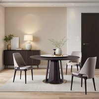 Chaises de salle à manger en bois massif et cuir, design moderne BST pour maison, appartement, restaurant