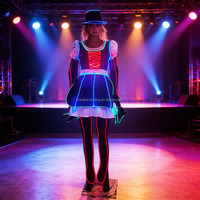 Costume de danseuse à fibres optiques avec fil EL lumineux pour boîte de nuit, rave, scène, Halloween, carnaval, défilé, cosplay, événement, spectacle