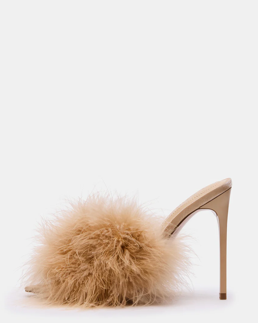 High-heeled slippers with Fur Are Suitable for Parties and Can Be Customized with Logos