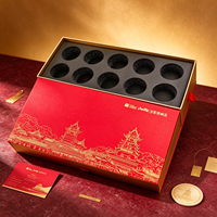 Boîte cadeau à thé personnalisée, boîte d'emballage en papier rouge et or avec estampage à chaud et insert en mousse EVA pour boîte à thé