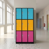 Armoire de rangement en acier KD pour salle de sport, école et salle du personnel, casier métallique moderne à 9 portes