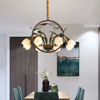 Lampe en verre soufflé à la main de style floral rétro américain français moderne pour villa, plafonnier vintage pour salon, salle à manger, chambre à coucher