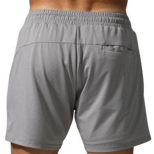 Shorts d'entraînement en mesh gris clair pour homme, séchage rapide, respirant, pour la gym et la course, avec taille élastique, légers, vêtements de sport actifs - Product Image 4